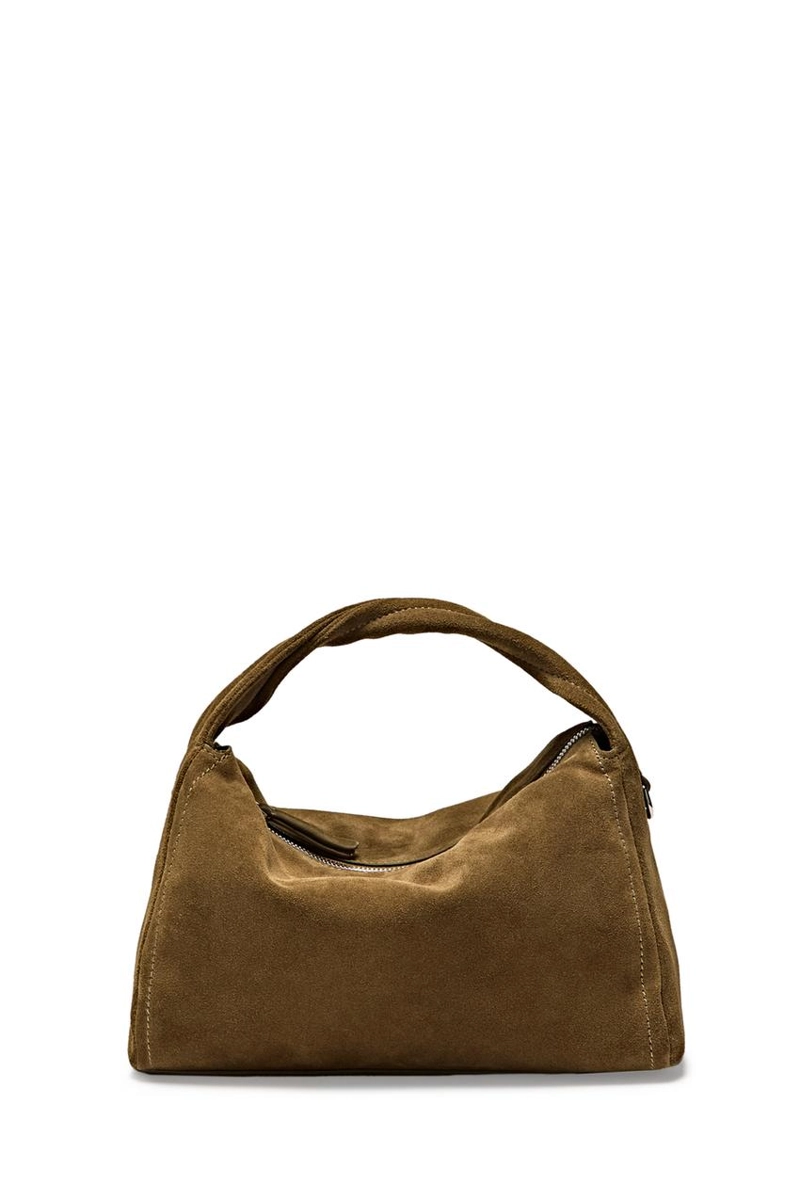 Женская сумка через плечо из разделанной замши