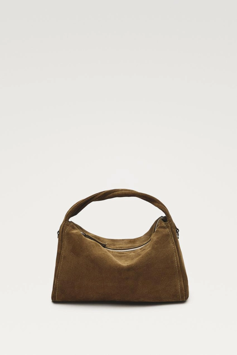 Женская сумка через плечо из разделанной замши