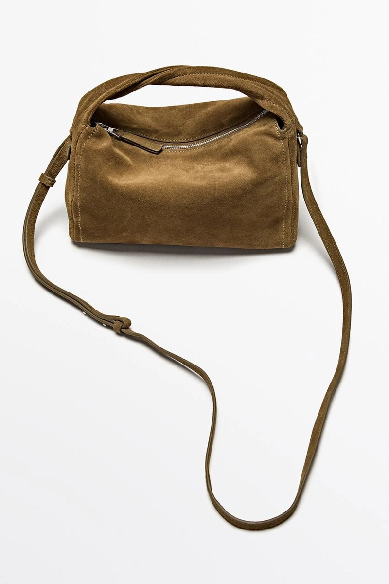 Женская сумка через плечо из разделанной замши