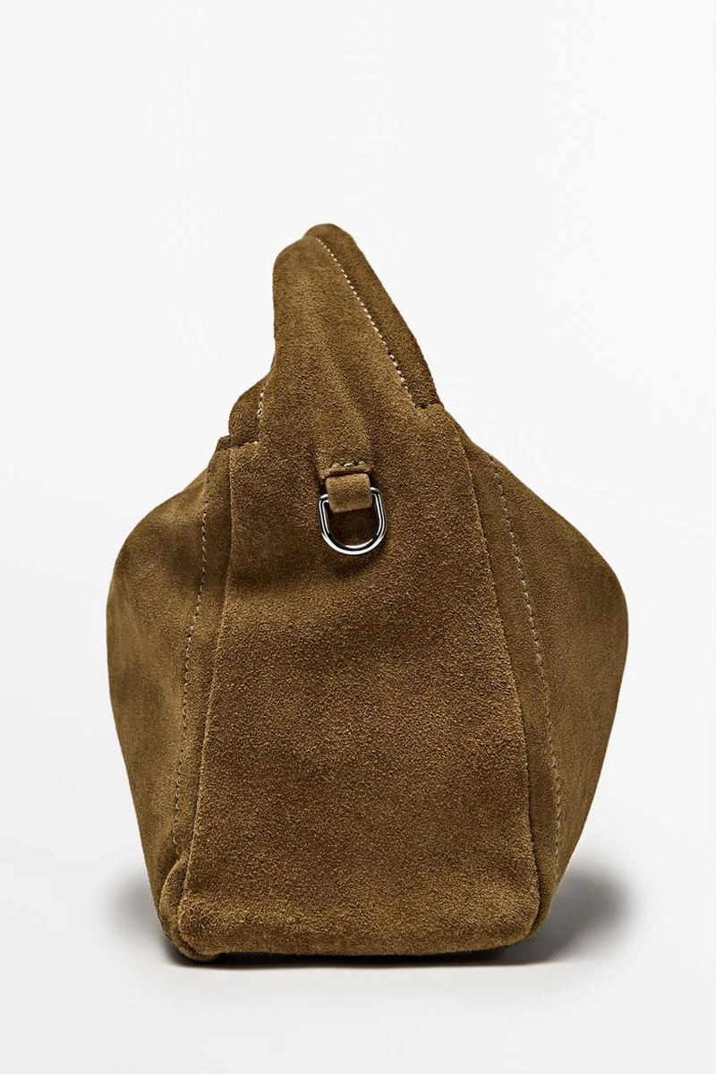 Женская сумка через плечо из разделанной замши