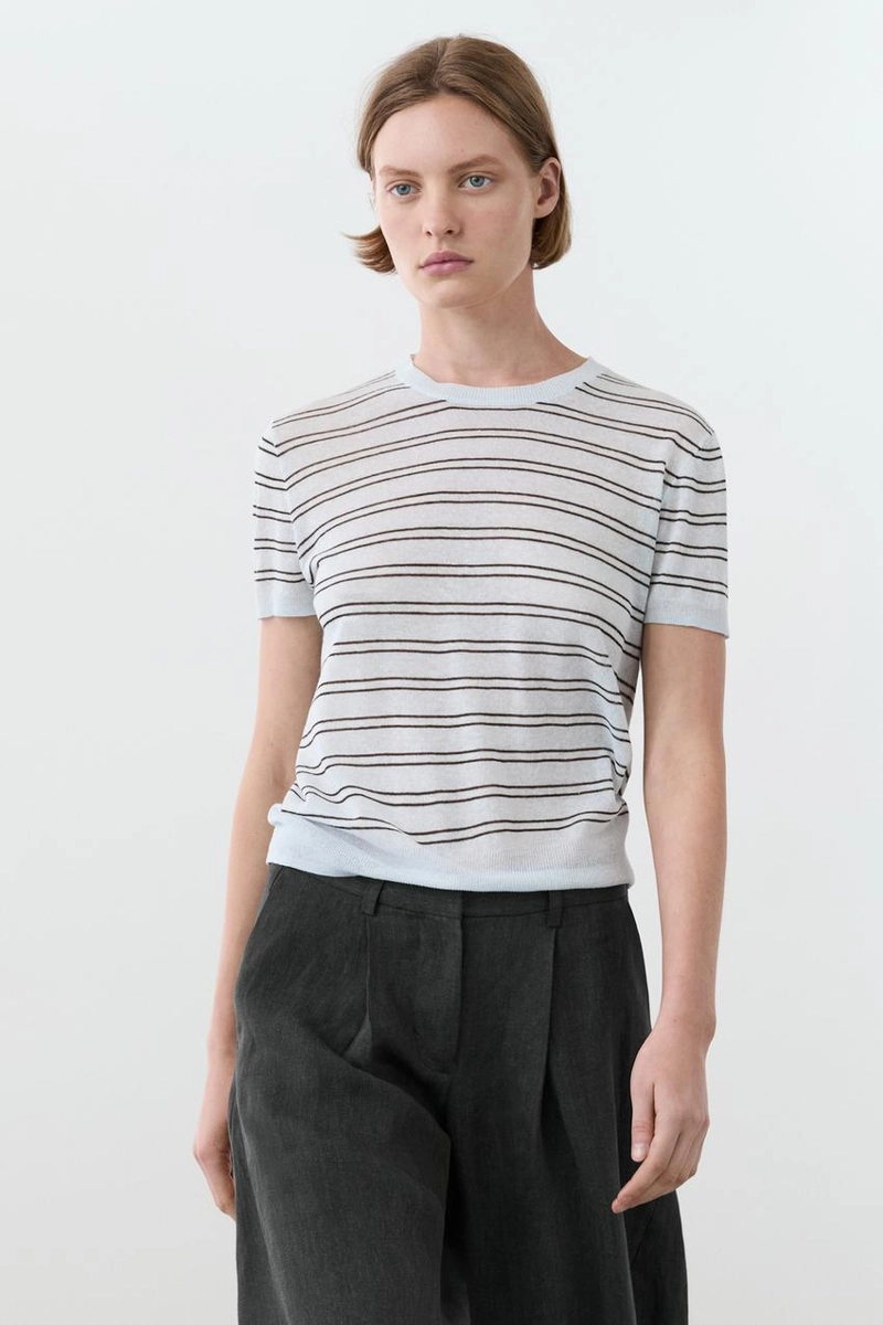 Свитер с коротким рукавом с полосатыми деталями