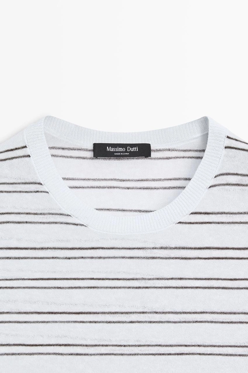 Свитер с коротким рукавом с полосатыми деталями