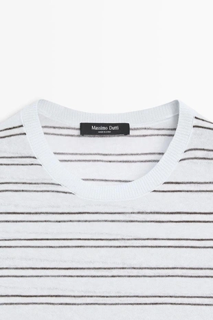 Свитер с коротким рукавом с полосатыми деталями- Заказать в России