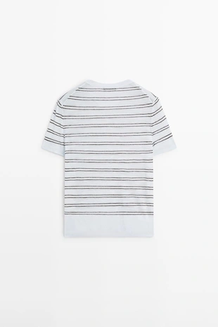 Свитер с коротким рукавом с полосатыми деталями- Заказать в России