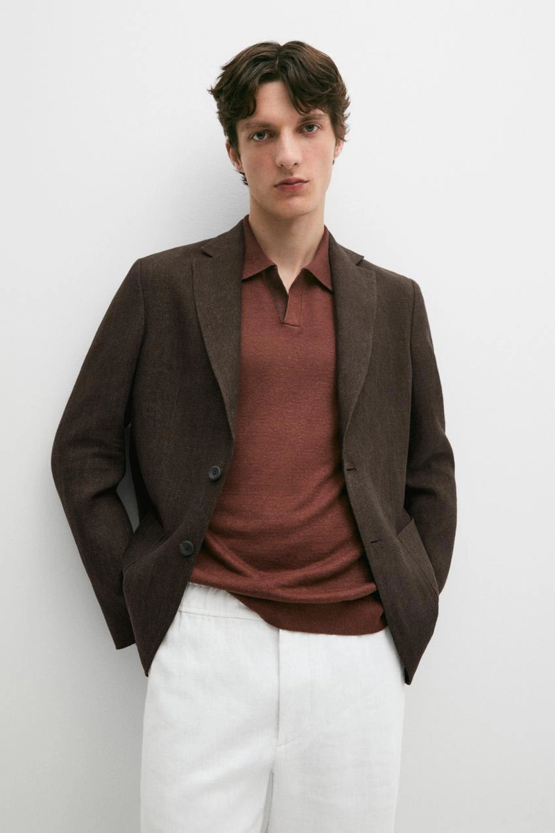 Пиджак из меланжевого льна 100%