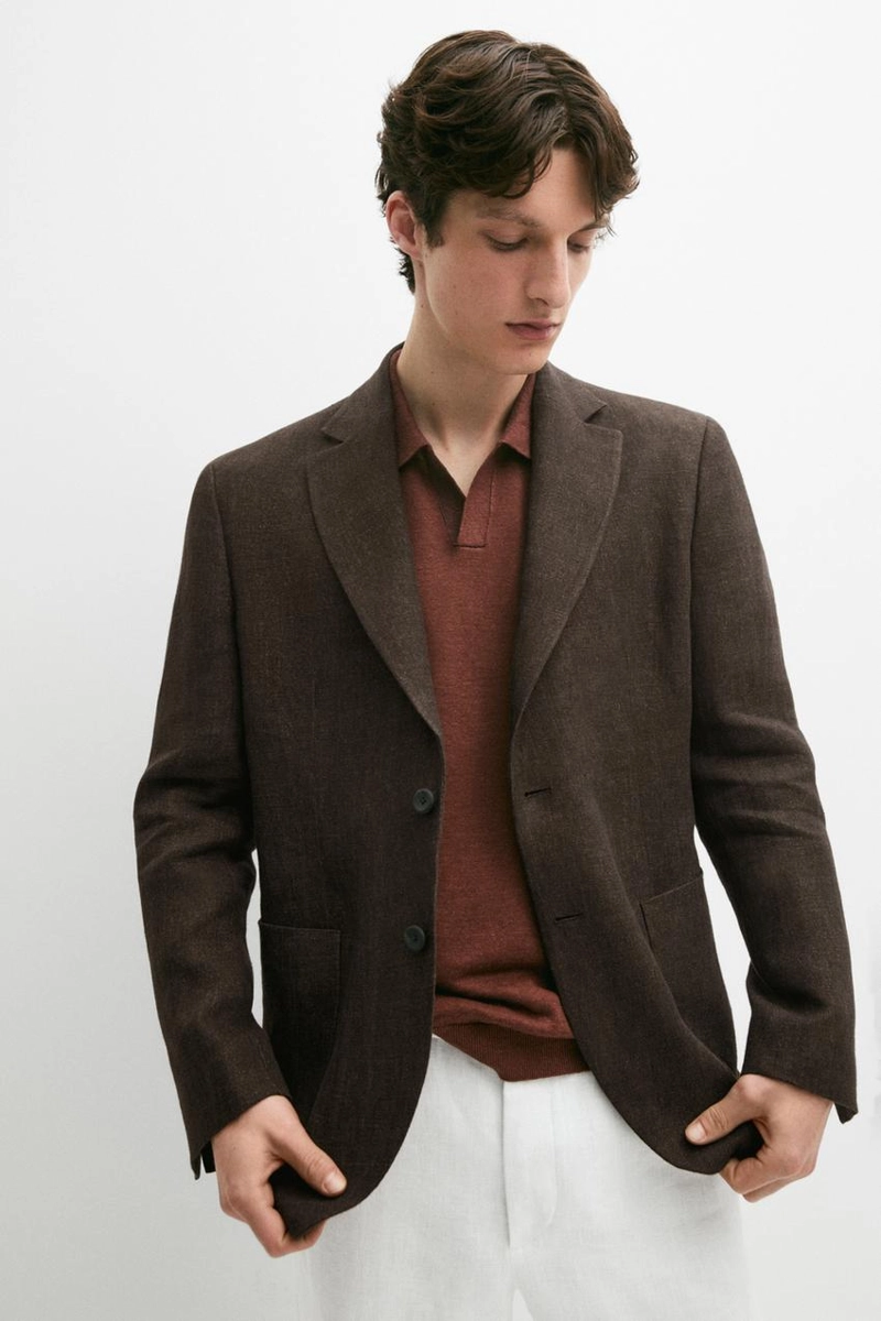 Пиджак из меланжевого льна 100%