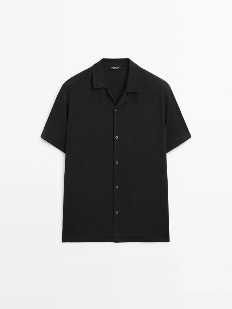 Рубашка с короткими рукавами из льна и хлопка