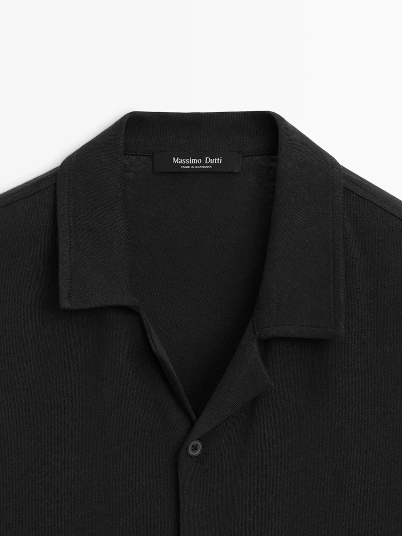 Рубашка с короткими рукавами из льна и хлопка