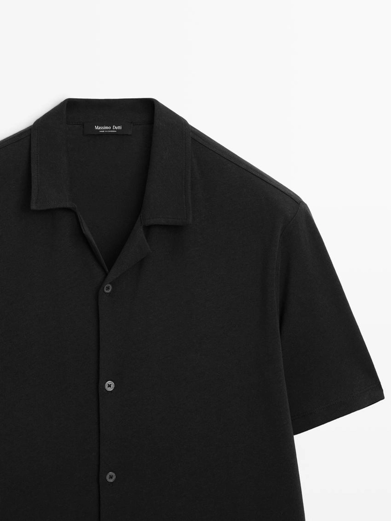 Рубашка с короткими рукавами из льна и хлопка