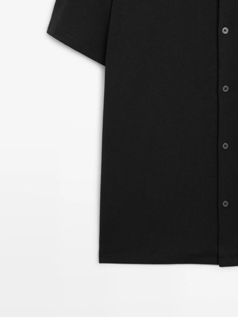 Рубашка с короткими рукавами из льна и хлопка