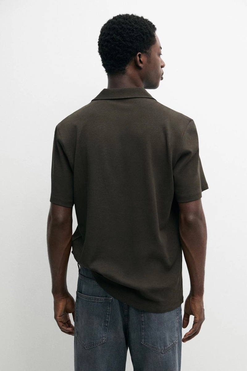 Рубашка с короткими рукавами из льна и хлопка