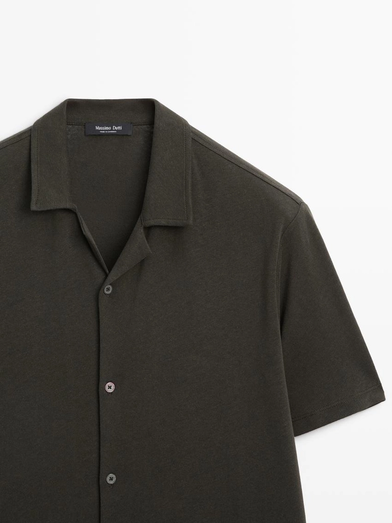 Рубашка с короткими рукавами из льна и хлопка