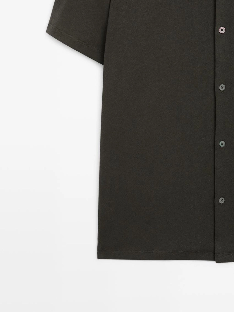 Рубашка с короткими рукавами из льна и хлопка