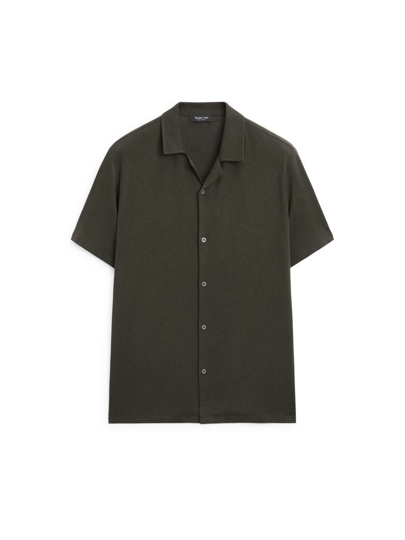 Рубашка с короткими рукавами из льна и хлопка