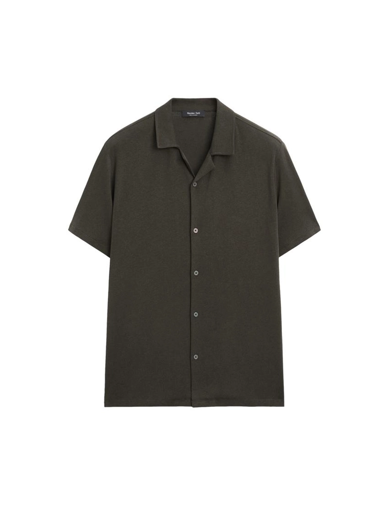 Рубашка с короткими рукавами из льна и хлопка