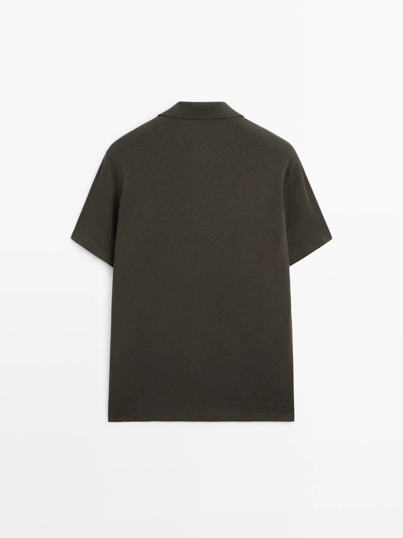 Рубашка с короткими рукавами из льна и хлопка