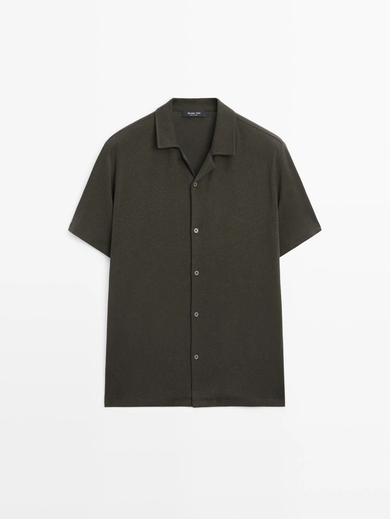 Рубашка с короткими рукавами из льна и хлопка