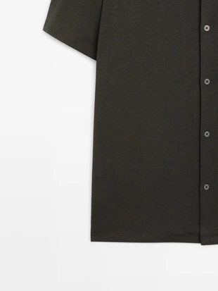 Рубашка с короткими рукавами из льна и хлопка- Заказать в России