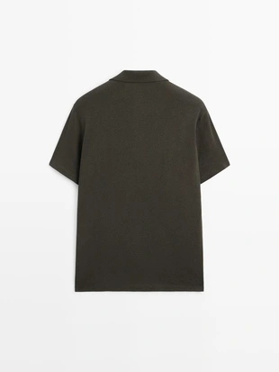 Рубашка с короткими рукавами из льна и хлопка- Заказать в России