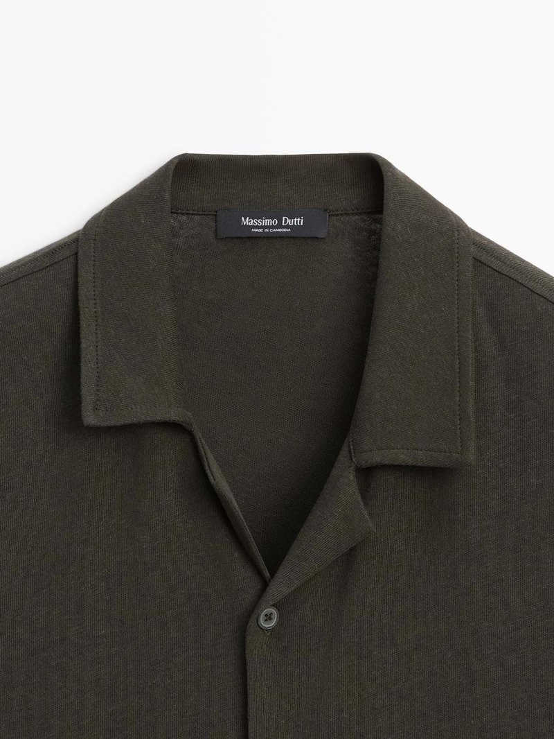 Рубашка с короткими рукавами из льна и хлопка