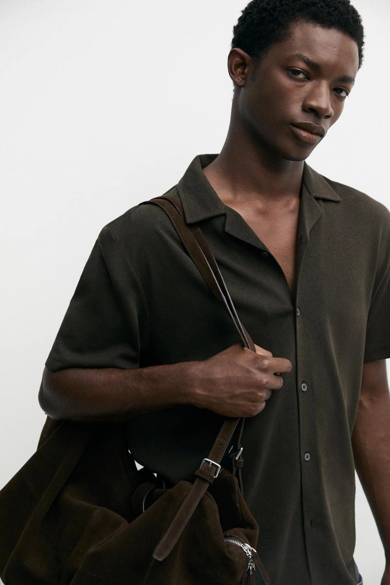 Рубашка с короткими рукавами из льна и хлопка