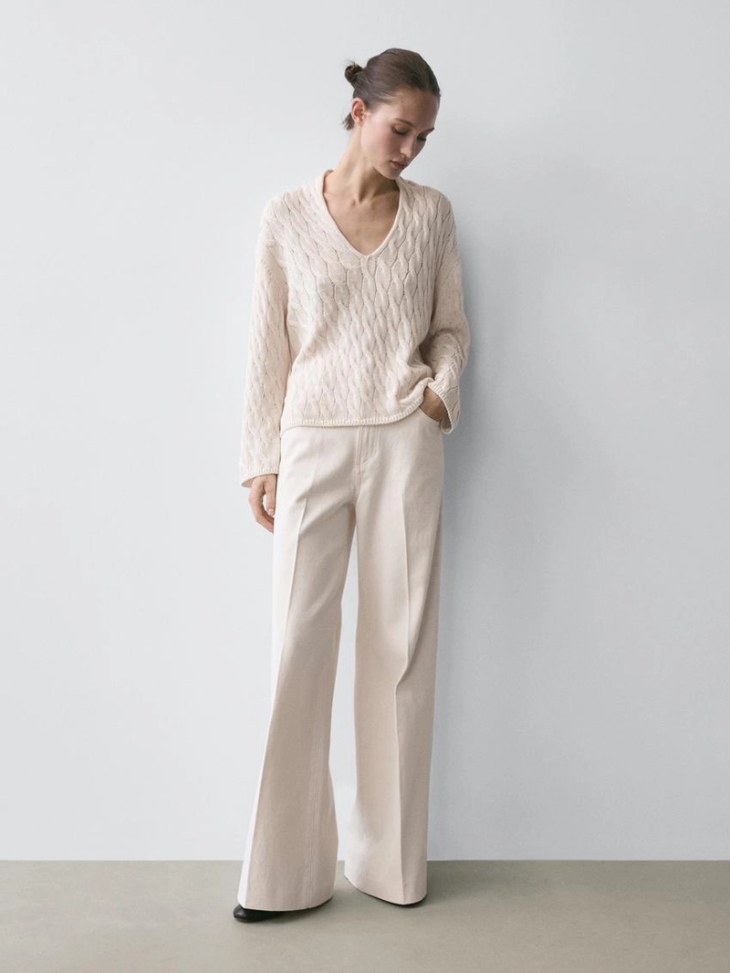 Свитер из хлопково-вискозной смеси с деталями узлов