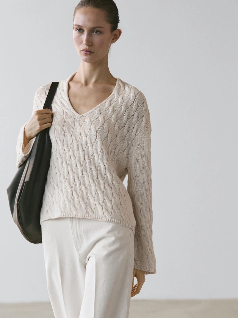 Свитер из хлопково-вискозной смеси с деталями узлов