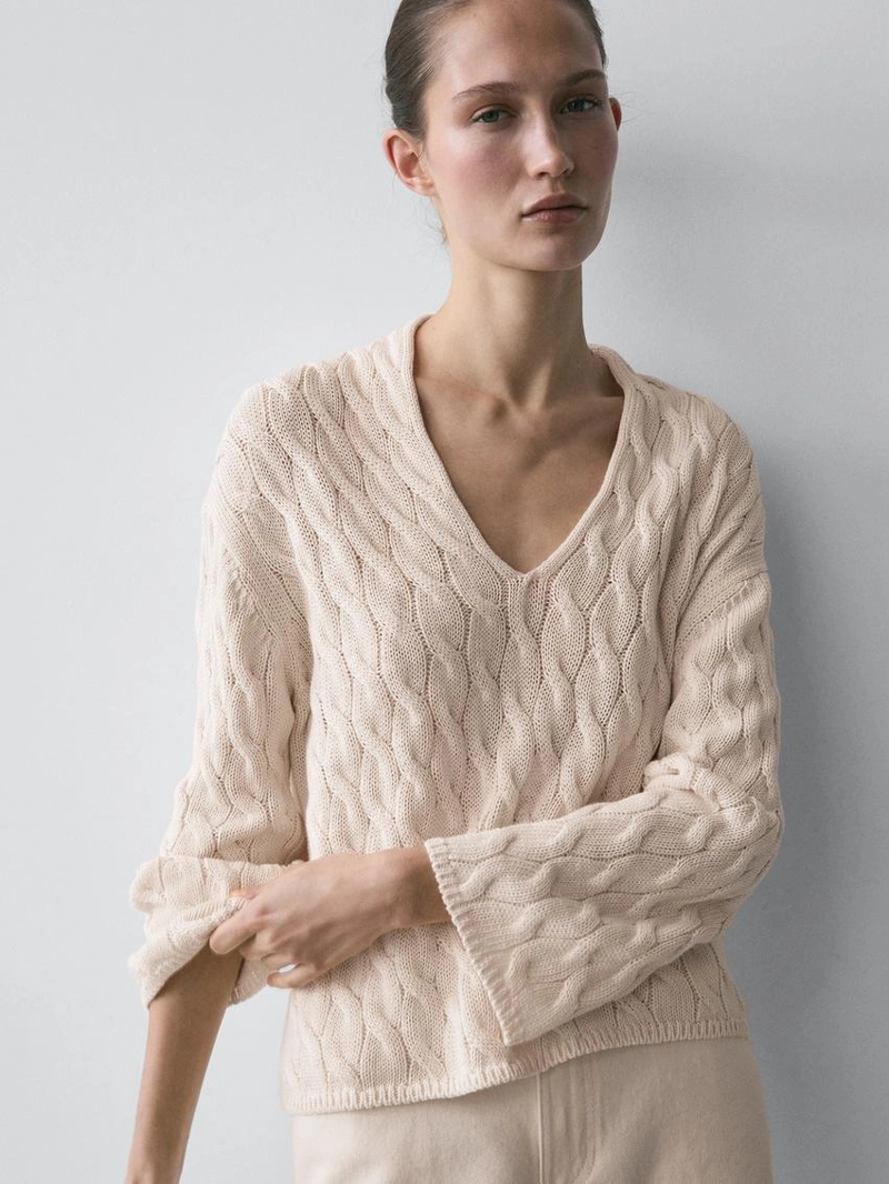 Свитер из хлопково-вискозной смеси с деталями узлов