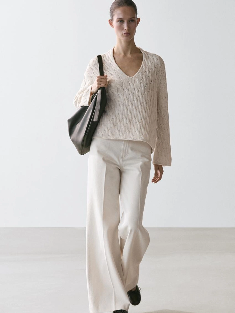 Свитер из хлопково-вискозной смеси с деталями узлов