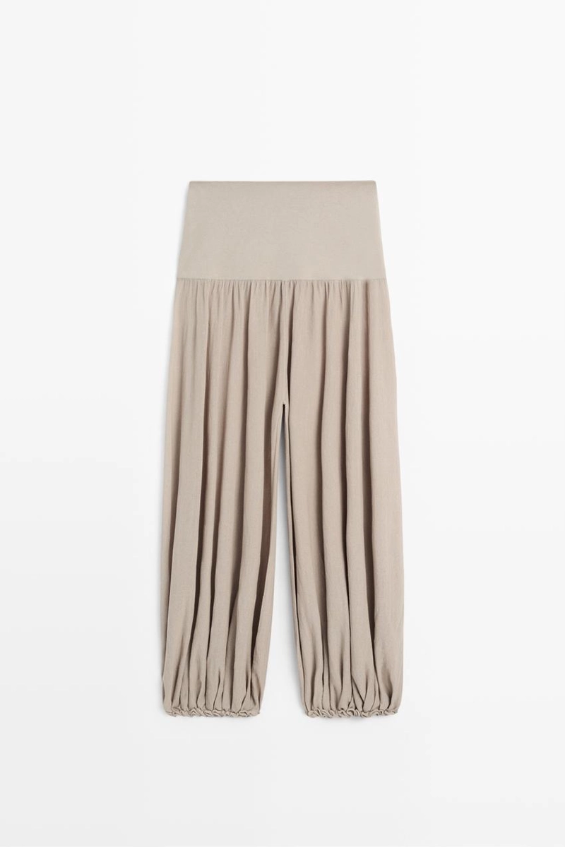 Брюки саруэль с широким поясом