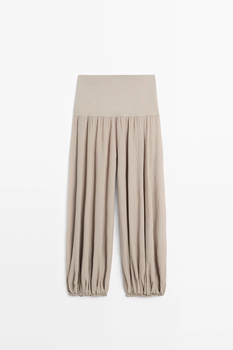 Брюки саруэль с широким поясом