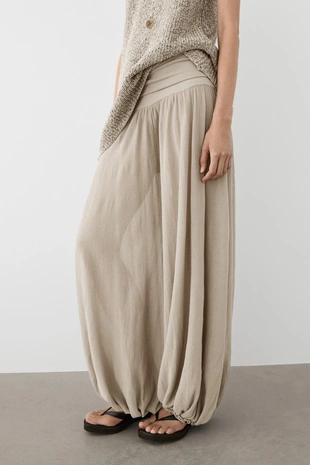 Брюки саруэль с широким поясом- Заказать в России