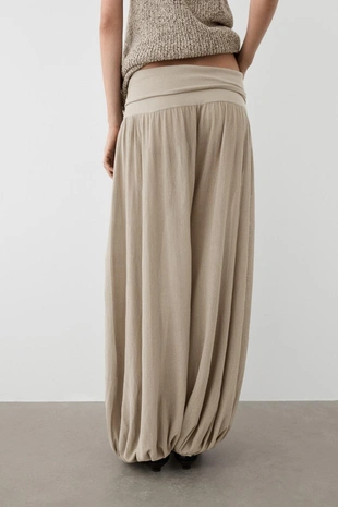 Брюки саруэль с широким поясом- Заказать в России