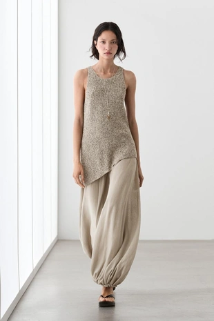 Брюки саруэль с широким поясом- Заказать в России