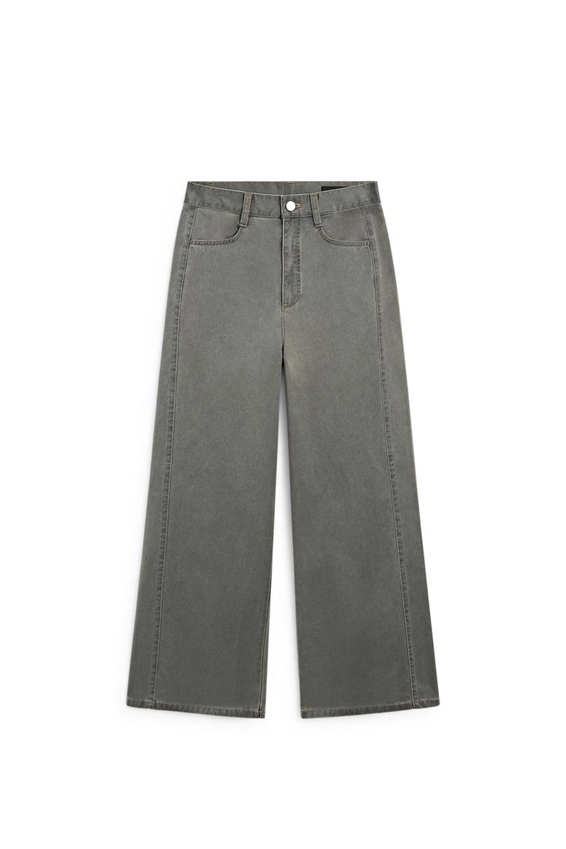 Джинсы с широкими штанинами из хлопка с деталями из денима