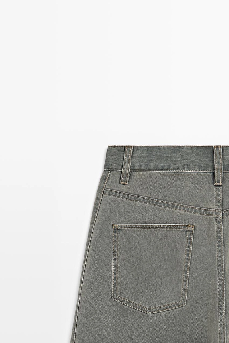 Джинсы с широкими штанинами из хлопка с деталями из денима