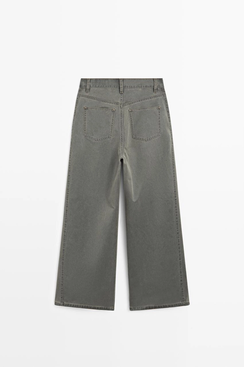 Джинсы с широкими штанинами из хлопка с деталями из денима