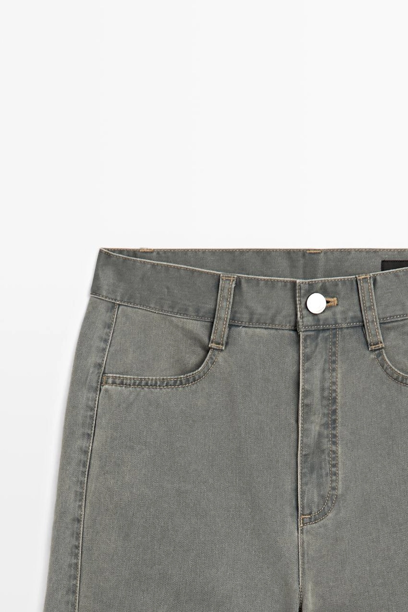 Джинсы с широкими штанинами из хлопка с деталями из денима