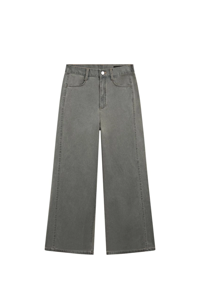 Джинсы с широкими штанинами из хлопка с деталями из денима