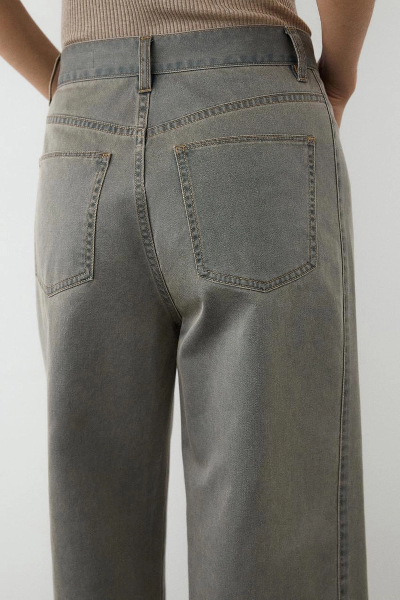 Джинсы с широкими штанинами из хлопка с деталями из денима