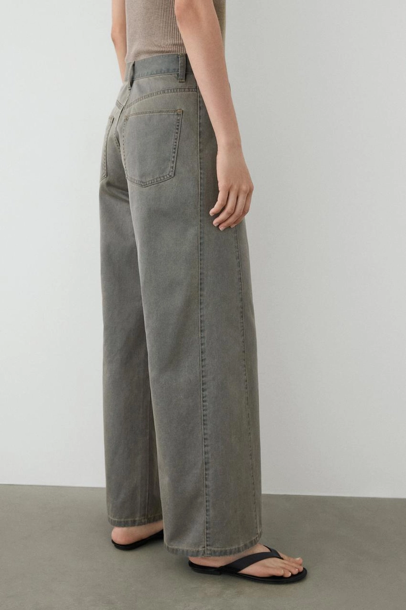 Джинсы с широкими штанинами из хлопка с деталями из денима