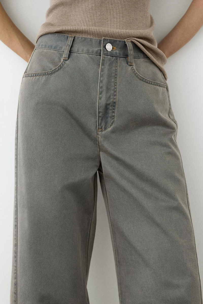 Джинсы с широкими штанинами из хлопка с деталями из денима