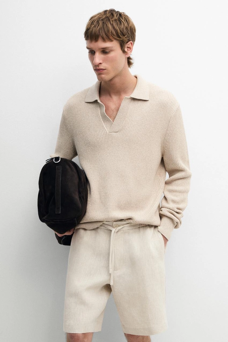 Льняные бермуды с эластичным поясом