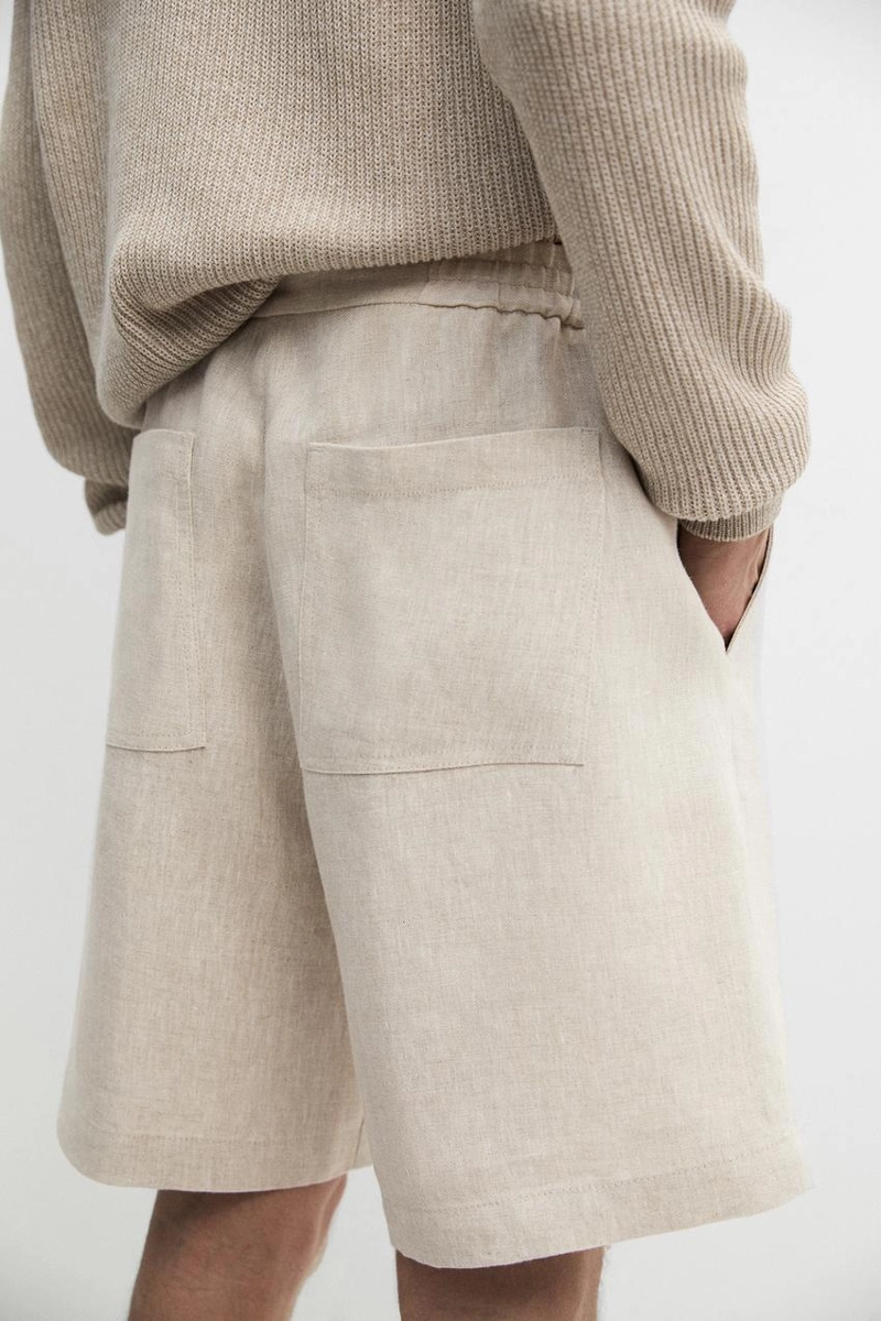 Льняные бермуды с эластичным поясом