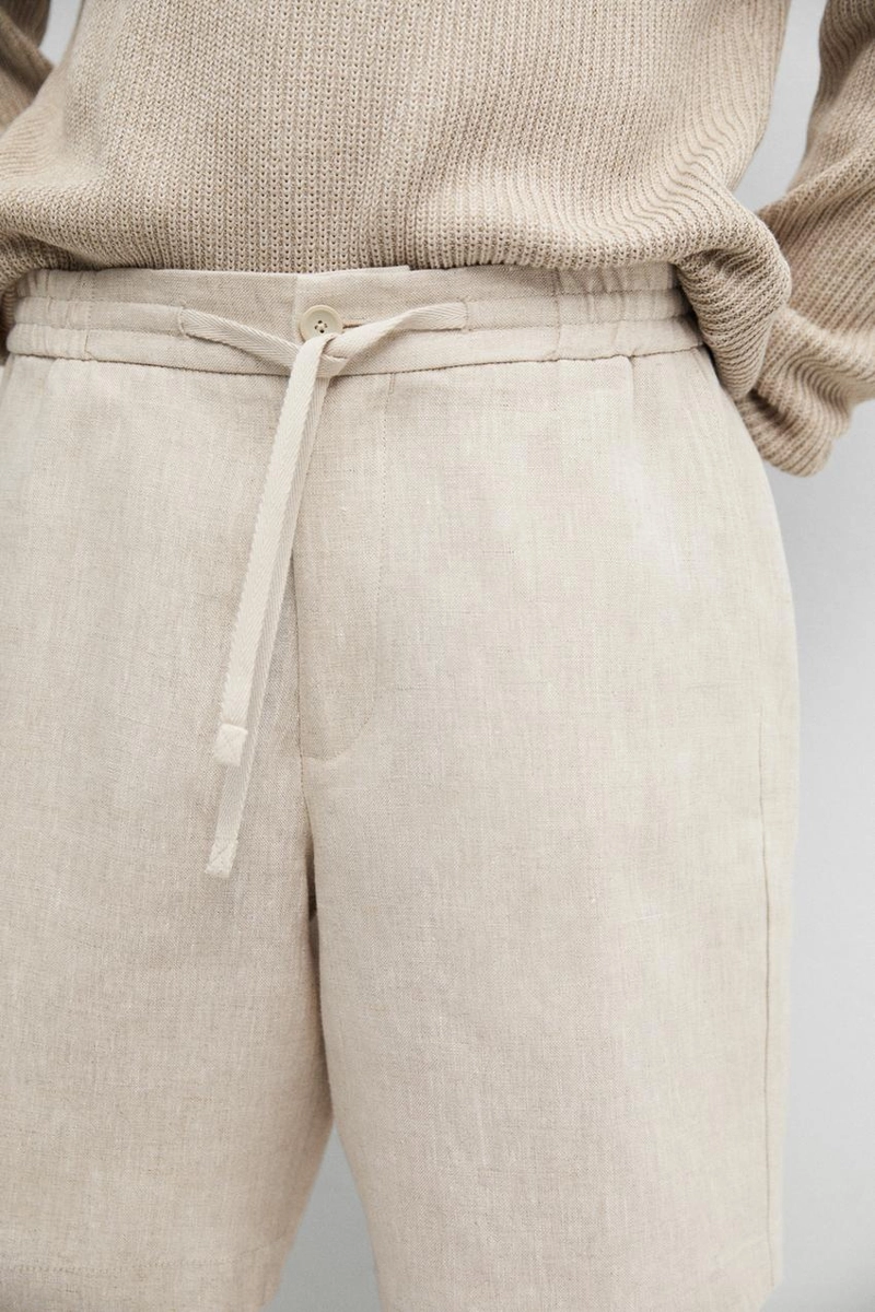 Льняные бермуды с эластичным поясом