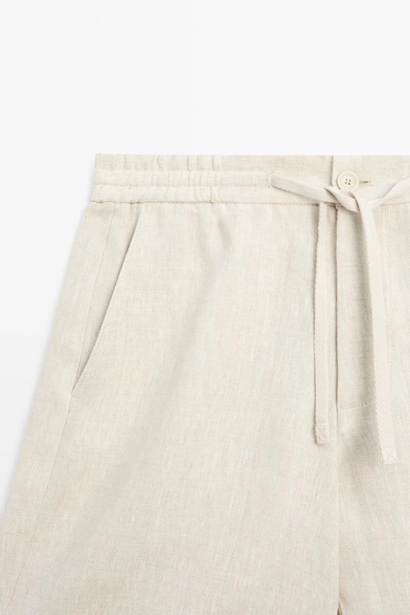 Льняные бермуды с эластичным поясом
