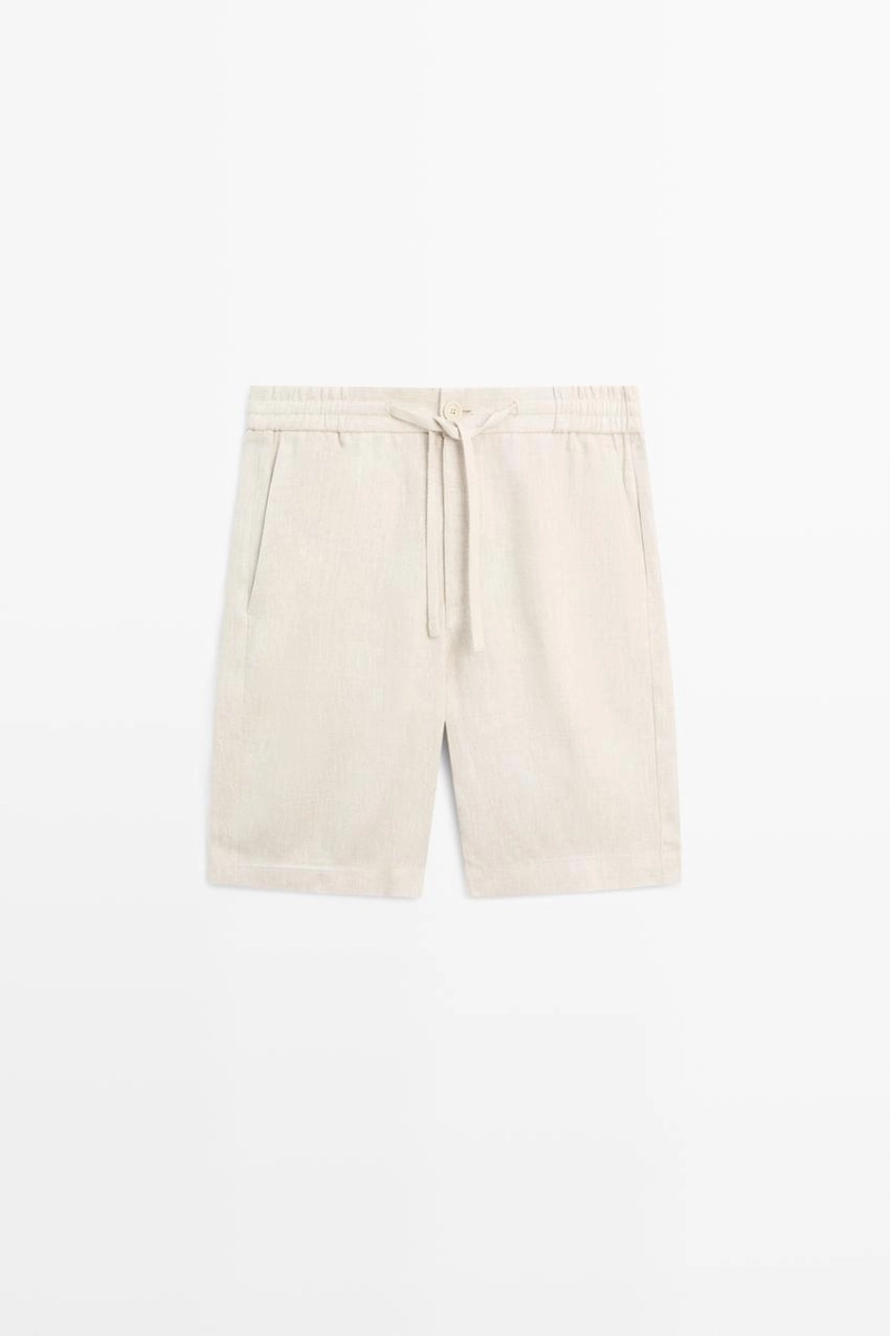 Льняные бермуды с эластичным поясом