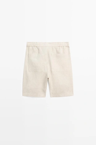 Льняные бермуды с эластичным поясом- Заказать в России