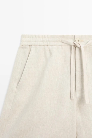 Льняные бермуды с эластичным поясом- Заказать в России