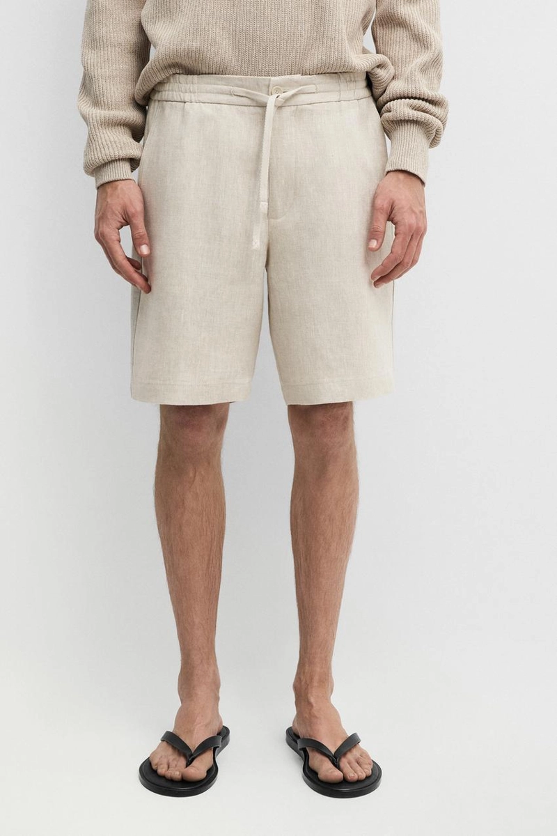 Льняные бермуды с эластичным поясом